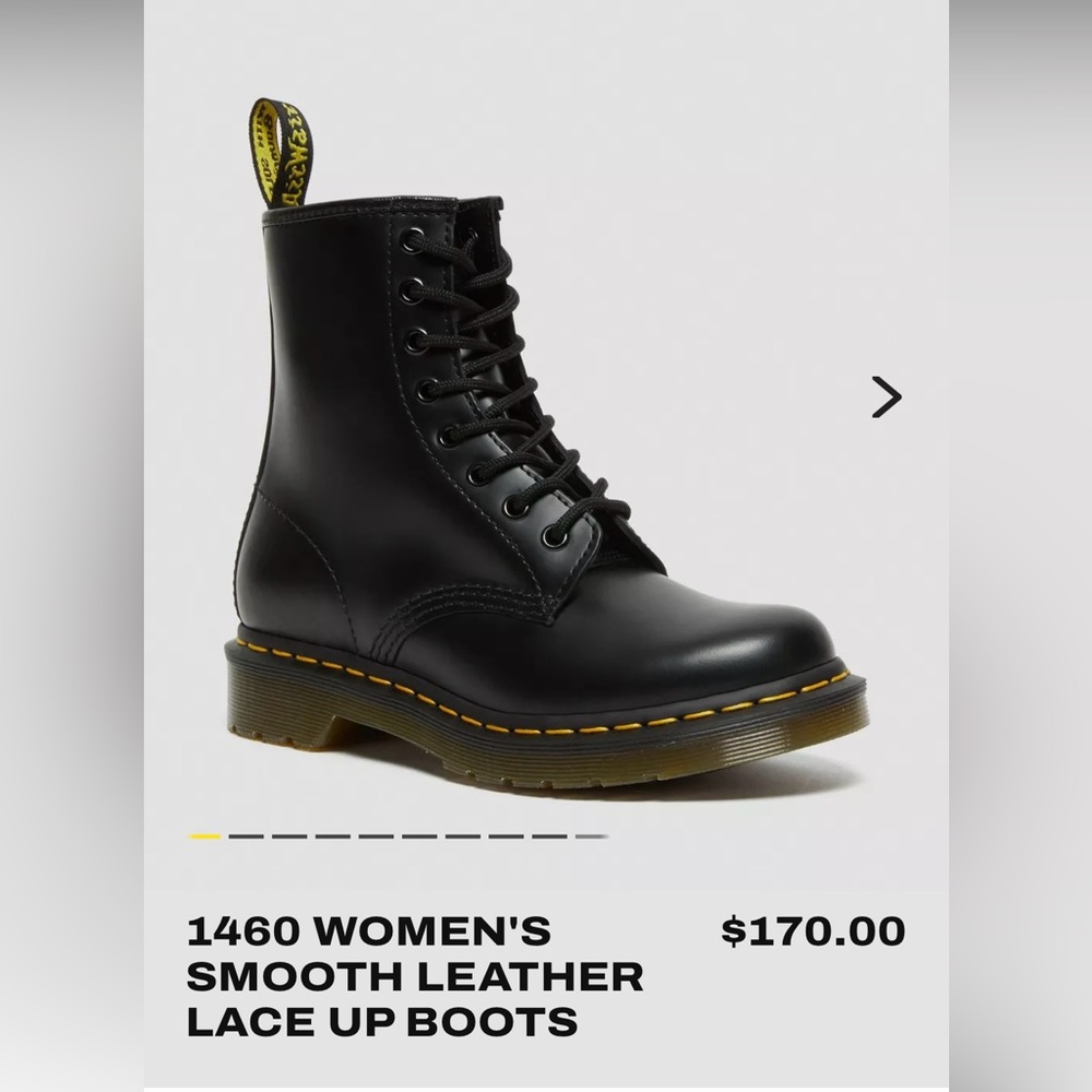 Woman’s Dr Martens, Smooth Leather lace up, style 1460, black, size 10.